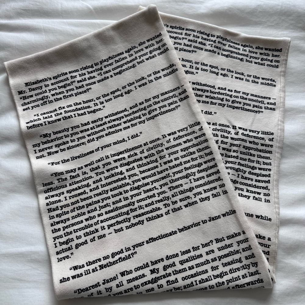 Pride and Prejudice Print Scarf in Black and White